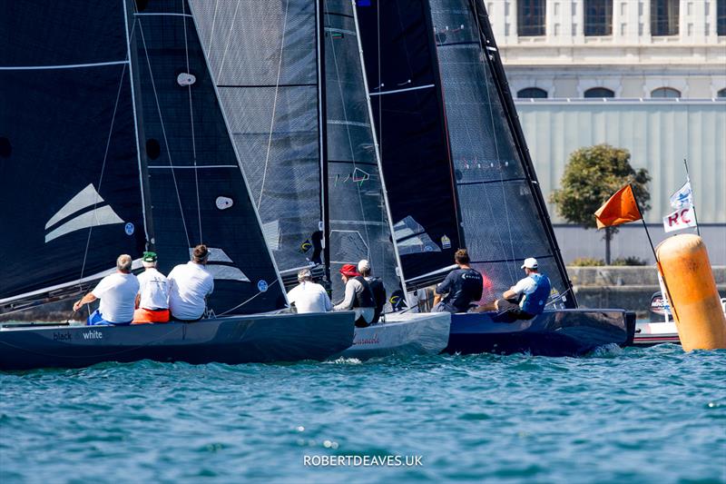 Tight start during the 5.5 Metre Joran Cup at Grandson photo copyright Robert Deaves / www.robertdeaves.uk taken at Cercle de la Voile de Grandson and featuring the 5.5m class