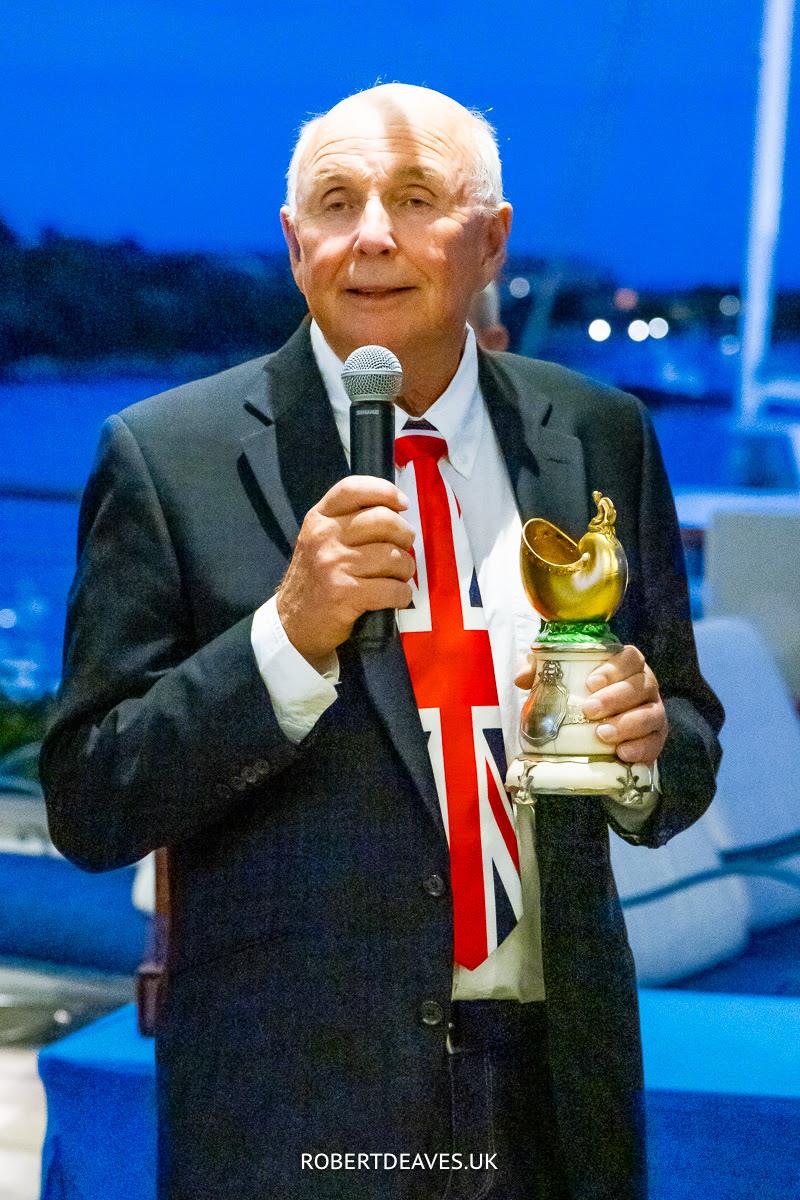 2023 5.5m Scandinavian Gold Cup - Peter Morton with the trophy photo copyright Robert Deaves / www.robertdeaves.uk taken at Yacht Club Costa Smeralda and featuring the 5.5m class