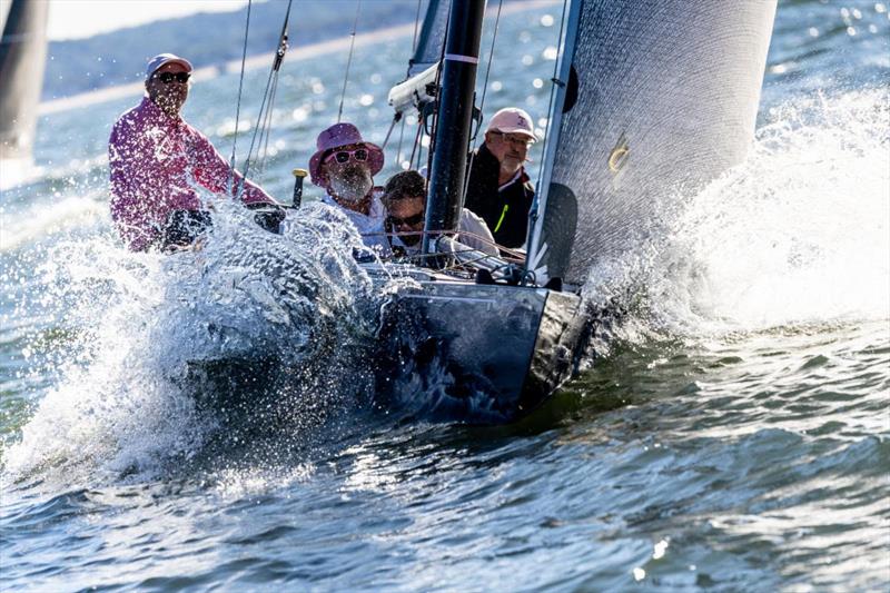 Six Metres against the New York City skyline during practice racing for the 2025 Six Metre World Championship at Seawanhaka Corinthian Yacht Club - photo © SailingShots by Maria Muiña