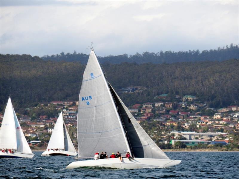 The classic 8-metre, which sails without guard rails, had a female crew member overboard - Crown Series Bellerive Regatta - photo © Ed Glover