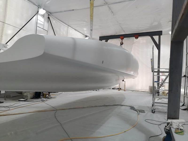 The prototype AC40 has been undercoated prior to be delivered to the first owner, Emirates Team New Zealand photo copyright Emirates Team NZ taken at Royal New Zealand Yacht Squadron and featuring the AC40 class