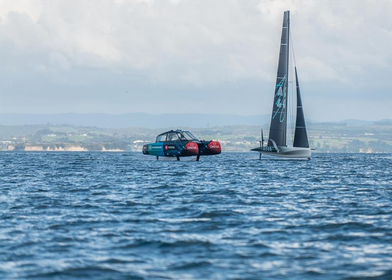 AC40 - first sailing day on Course E - Inner Hauraki Gulf - Auckland - September 21, 2022 photo copyright Hamish Hooper / Emirates Team New Zealand taken at Royal New Zealand Yacht Squadron and featuring the AC40 class