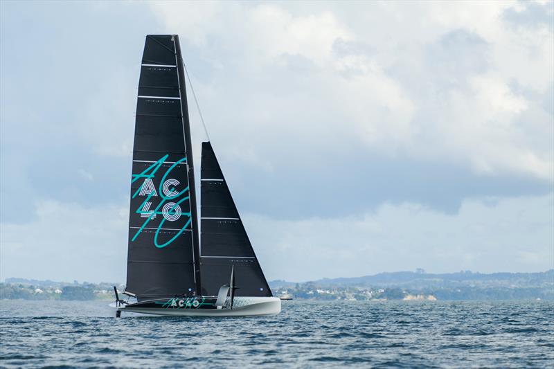 ETNZ AC 40 low foiling - America's Cup Joint Recon Emirates Team New Zealand AC40 Day 2 - September 21, 2022 photo copyright Adam Mustill / America's Cup taken at Royal New Zealand Yacht Squadron and featuring the AC40 class