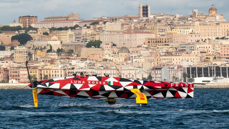 Luna Rossa Prada Pirelli - Tow test - LEQ12 - November 21, 2022 - Cagliari photo copyright Ivo Rovira / America'sCup taken at Circolo della Vela Sicilia and featuring the AC40 class