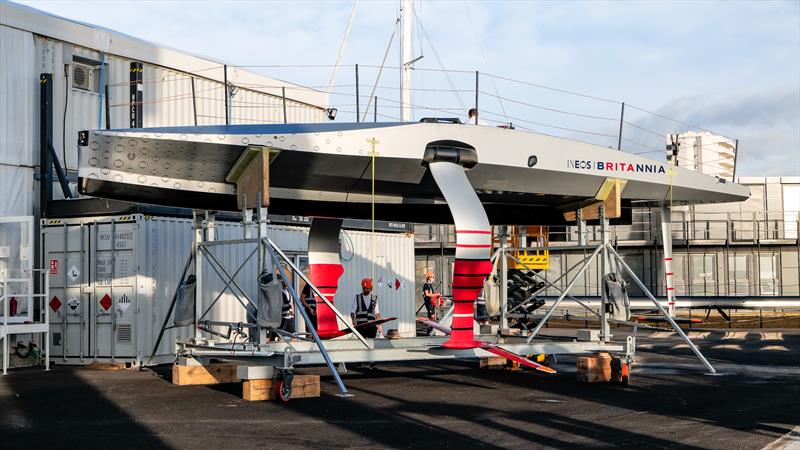 INEOS Britannia - Mast setup - November 25, 2022 - Majorca photo copyright Ugo Fonolla / America's Cup taken at Royal Yacht Squadron and featuring the AC40 class