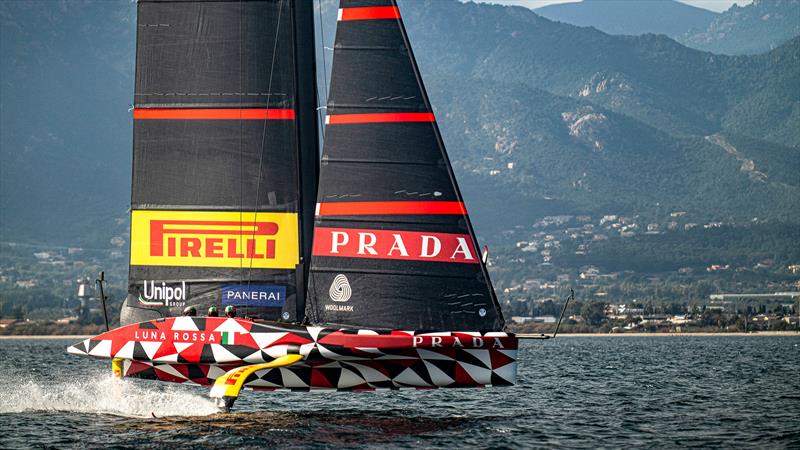 Near perfect trim in flat water - Luna Rossa Prada Pirelli -   LEQ12 - January 11, 2023 - Cagliari photo copyright Ivo Rovira / America'sCup taken at Circolo della Vela Sicilia and featuring the AC40 class