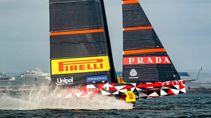 Maybe a slight flight control issue - Luna Rossa Prada Pirelli -   LEQ12 - January 11, 2023 - Cagliari photo copyright Ivo Rovira / America'sCup taken at Circolo della Vela Sicilia and featuring the AC40 class