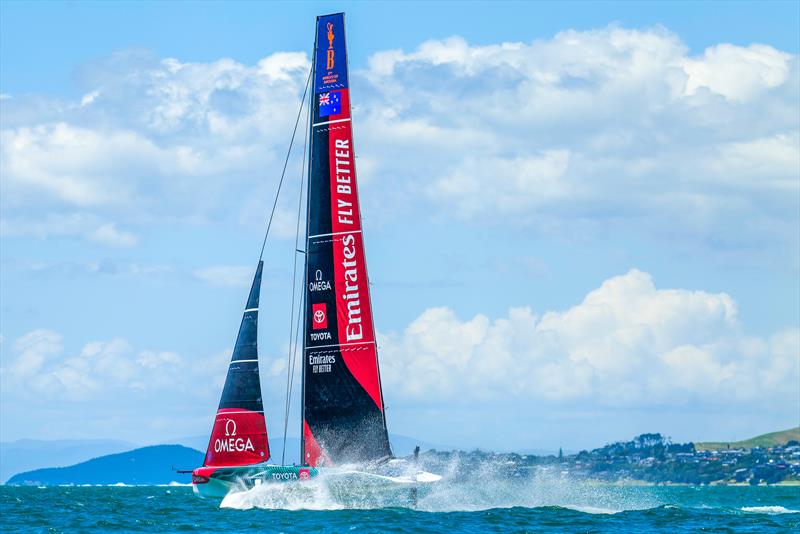 Off Eastern Beach - Emirates Team NZ - AC40-1|LEQ12 - January 20, 2023 - Hauraki Gulf - photo © Adam Mustill / America's Cup