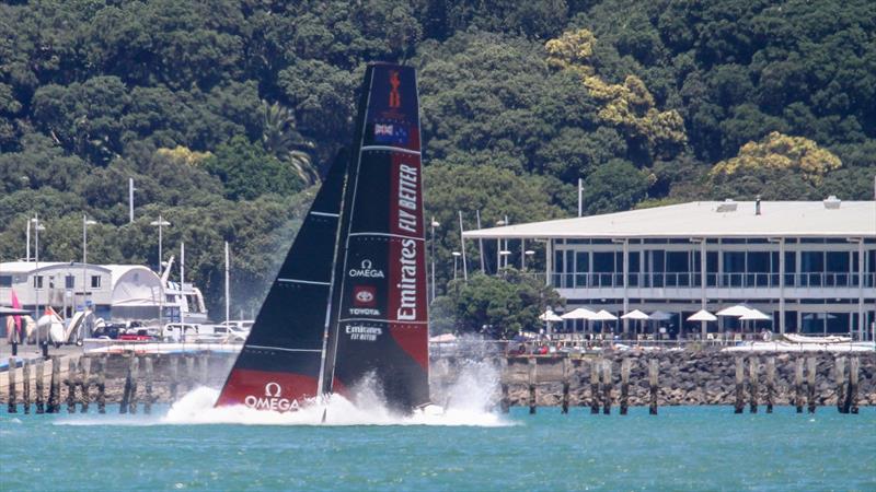 11. LEQ12 begins capsize - Emirates Team NZ -  AC40-1|LEQ12 - January 23, 2023 - Waitemata Harbour - photo © Richard Gladwell - Sail-World.com/nz