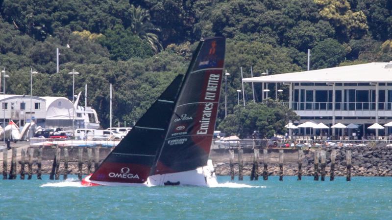 14. Doing a slow roll - Emirates Team NZ -  AC40-1|LEQ12 - January 23, 2023 - Waitemata Harbour - photo © Richard Gladwell - Sail-World.com/nz