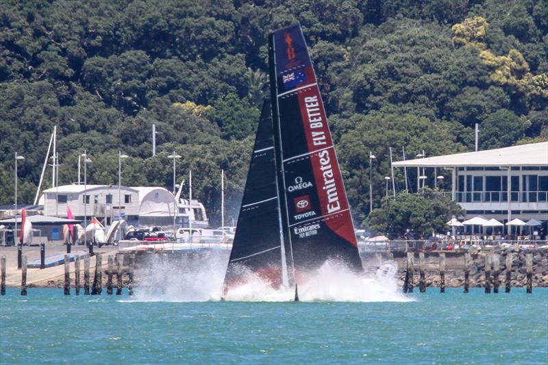 9. LEQ12 is almost completely submerged - Emirates Team NZ -  AC40-1|LEQ12 - January 23, 2023 - Waitemata Harbour - photo © Richard Gladwell - Sail-World.com/nz