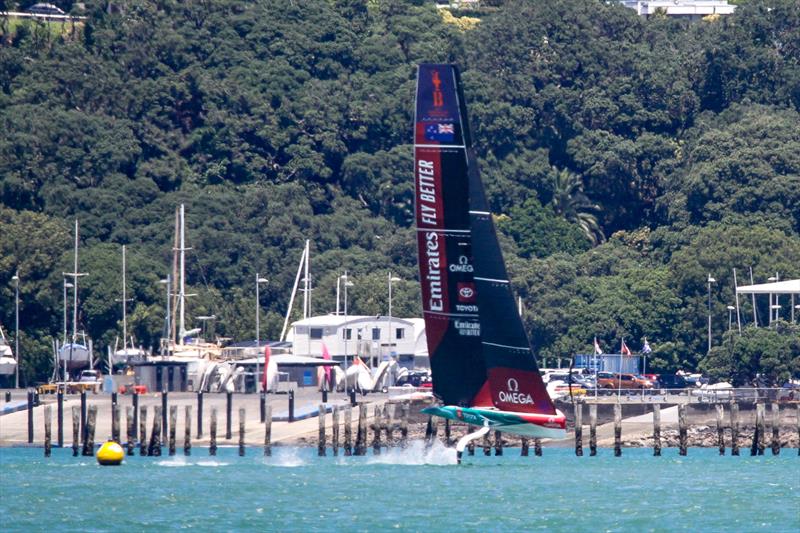 2. Rounding high on the foils - Emirates Team NZ - AC40-1|LEQ12 - January 23, 2023 - Waitemata Harbour - photo © Richard Gladwell - Sail-World.com/nz