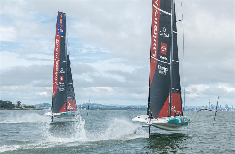 Emirates Team New Zealand testing AC40 sailing on the Hauraki Gulf - February 2, 2023 photo copyright James Somerset/Emirates Team NZ taken at Royal New Zealand Yacht Squadron and featuring the AC40 class
