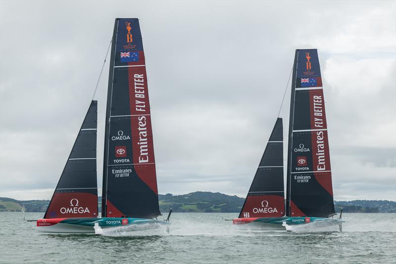 Emirates Team New Zealand testing AC40 sailing on the Hauraki Gulf - February 2, 2023 photo copyright James Somerset/Emirates Team NZ taken at Royal New Zealand Yacht Squadron and featuring the AC40 class