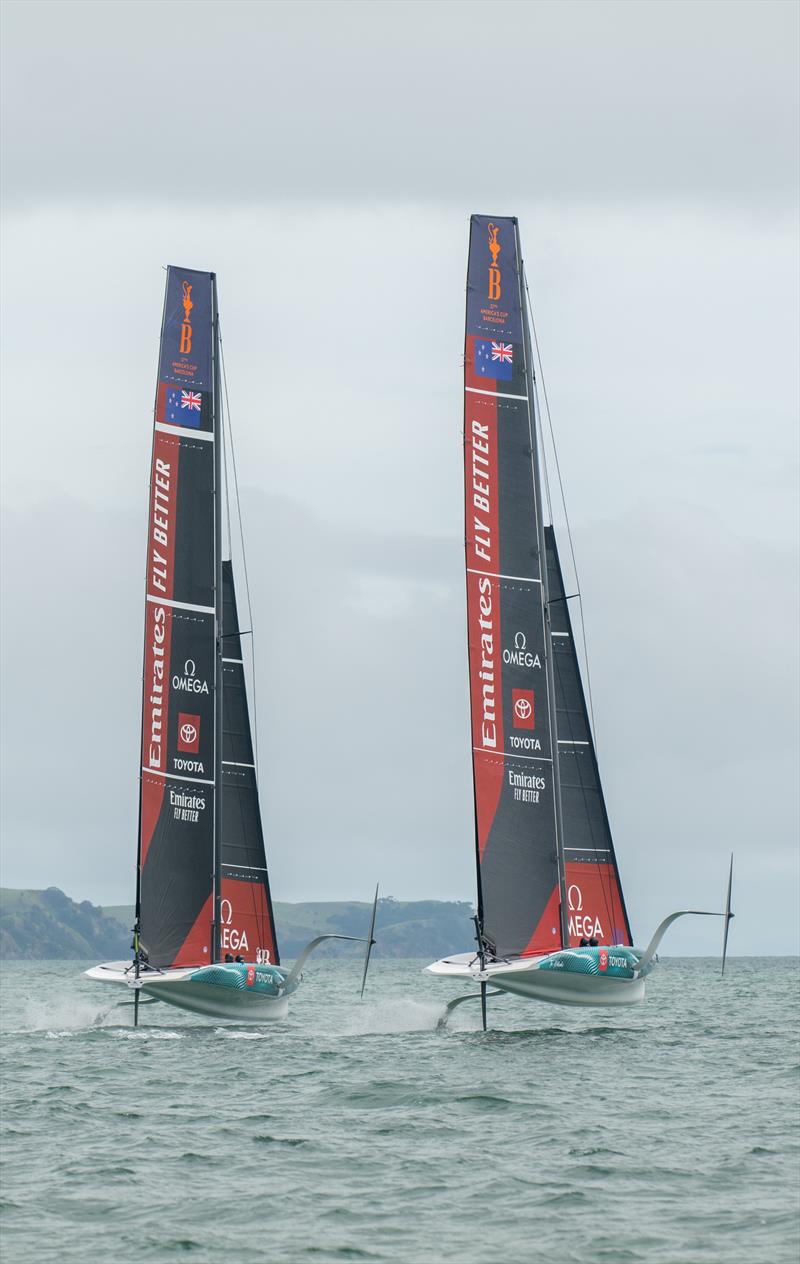 Emirates Team New Zealand testing AC40 sailing on the Hauraki Gulf - February 2, 2023 photo copyright James Somerset/Emirates Team NZ taken at Royal New Zealand Yacht Squadron and featuring the AC40 class