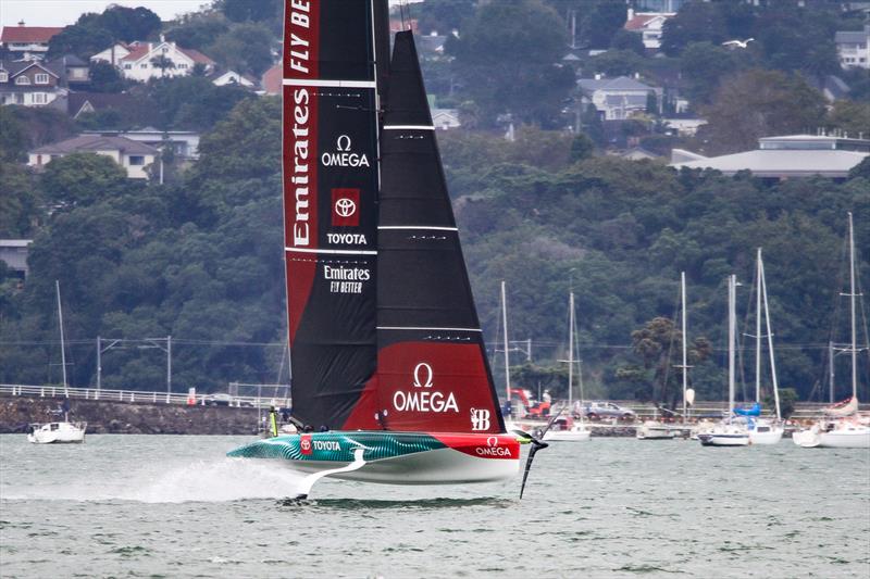Emirates Team New Zealand  -  LEQ12 and AC40 - Day 21 - February 27, 2023 - Waitemata Harbour, Auckland NZ photo copyright Adam Mustill / America's Cup taken at Royal New Zealand Yacht Squadron and featuring the AC40 class