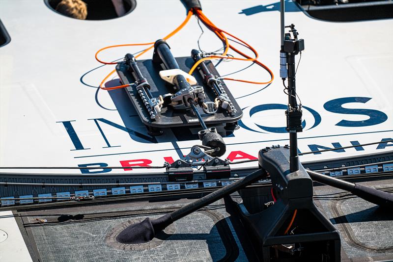 Mainsail sheeting - T6 - LEQ12  - INEOS Britannia -  Day 29 -  March 29, 2023 - Mallorca photo copyright Ugo Fonolla / America's Cup taken at Royal Yacht Squadron and featuring the AC40 class