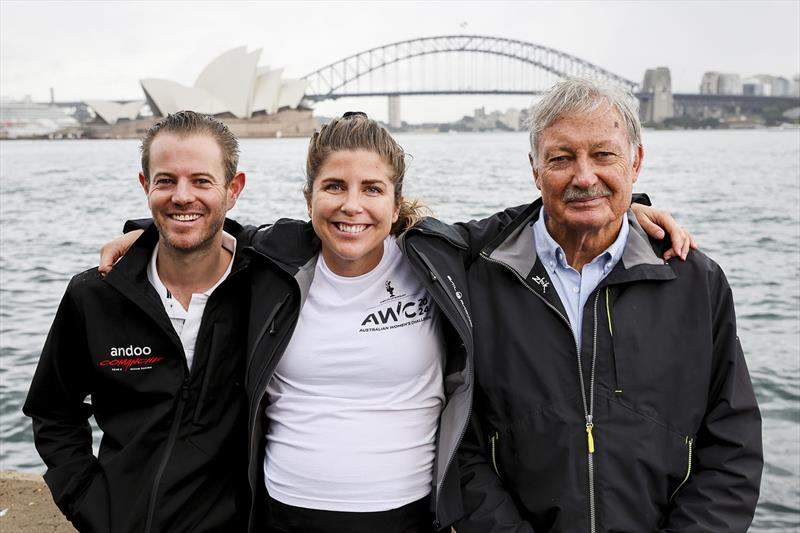 John Winning Jnr, Nina Curtis, and John Bertrand AO at the official launch of the team Australia Challenge for the 2024 Youth and Women's America's Cup photo copyright Salty Dingo taken at  and featuring the AC40 class