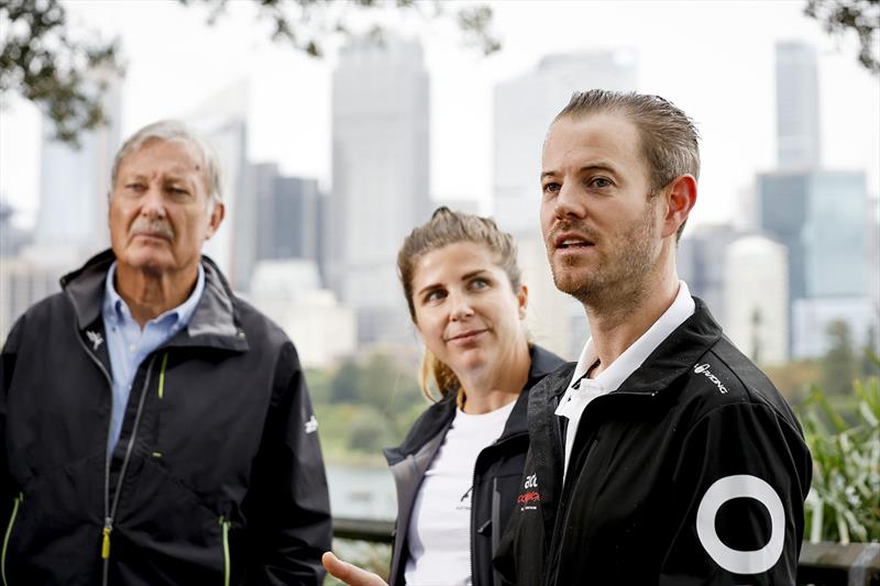 John Bertrand AO, Nina Curtis, and John Winning Jnr at the official launch of the team Australia Challenge for the 2024 Youth and Women's America's Cup - photo © Salty Dingo