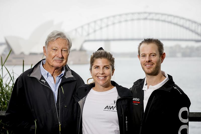 John Bertrand AO, Nina Curtis, and John Winning Jnr at the official launch of the team Australia Challenge for the 2024 Youth and Women's America's Cup photo copyright Salty Dingo taken at  and featuring the AC40 class