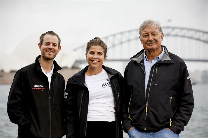 John Winning Jnr, Nina Curtis, and John Bertrand AO at the official launch of the team Australia Challenge for the 2024 Youth and Women's America's Cup - photo © Salty Dingo
