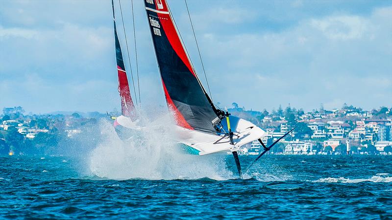 Emirates Team New Zealand - AC40 - LEQ12 - Day 24, May 23, 2023 photo copyright Adam Mustill / America's Cup taken at Royal New Zealand Yacht Squadron and featuring the AC40 class