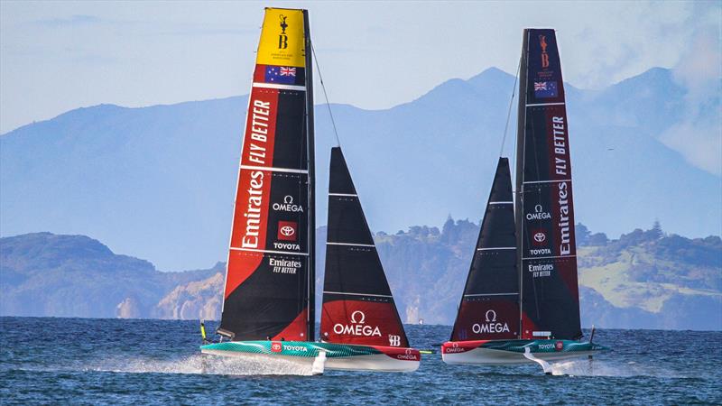 Emirates Team New Zealand - AC40 and the LEQ12 - Day 25, May 26, 2023 photo copyright Richard Gladwell - Sail-World.com/nz taken at Royal New Zealand Yacht Squadron and featuring the AC40 class