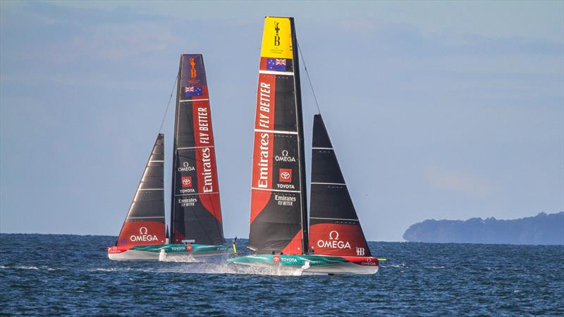 Emirates Team New Zealand - AC40 and the LEQ12 - Day 25, May 26, 2023 photo copyright Richard Gladwell - Sail-World.com/nz taken at Royal New Zealand Yacht Squadron and featuring the AC40 class