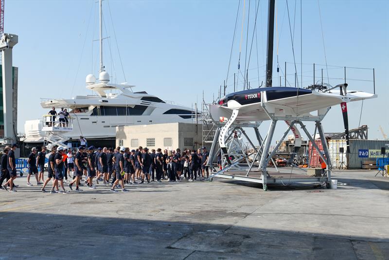 Alinghi Red Bull Racing -  AC40-7 launch and tow test - Day 2 - May 24, 2023 - Barcelona photo copyright Alex Carabi / America's Cup taken at Société Nautique de Genève and featuring the AC40 class