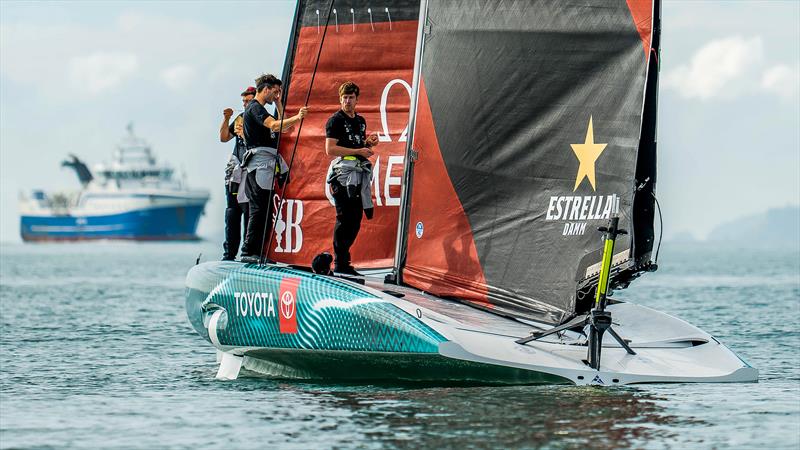 Emirates Team New Zealand - LEQ12 - Day 28, May 30, 2023 - Match racing  - AC40-OD vs LEQ12 photo copyright Adam Mustill / America's Cup taken at Royal New Zealand Yacht Squadron and featuring the AC40 class