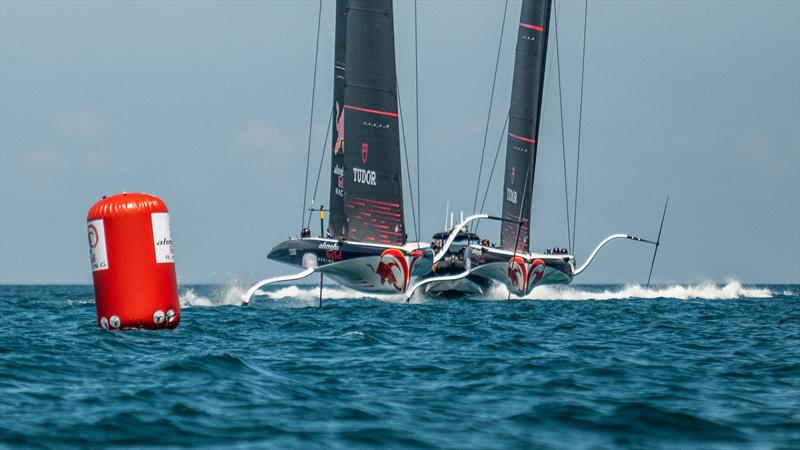 Alinghi Red Bull Racing - LEQ12 and  AC40-7 - Day 31/3, June 5, 2023 photo copyright Alex Carabi / America's Cup taken at Yacht Club de Genève and featuring the AC40 class