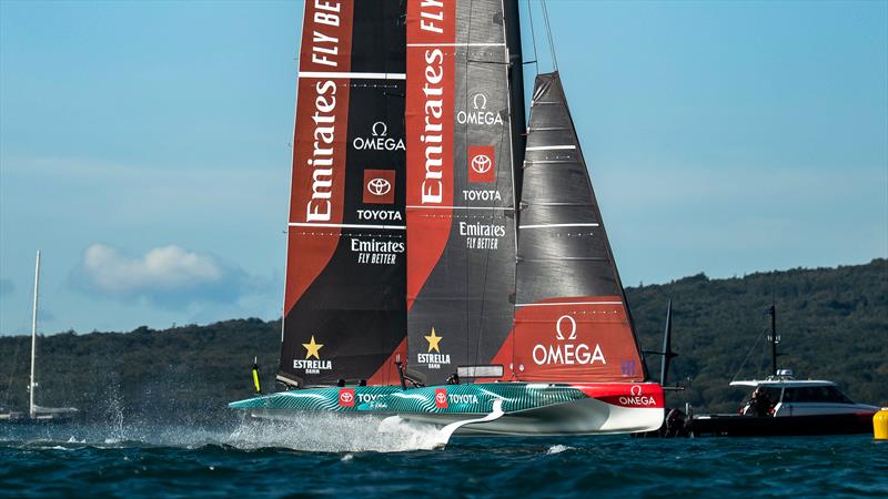 Emirates Team New Zealand - LEQ12 and AC40 - Day 32, June 8, 2023 photo copyright Adam Mustill / America's Cup taken at Royal New Zealand Yacht Squadron and featuring the AC40 class