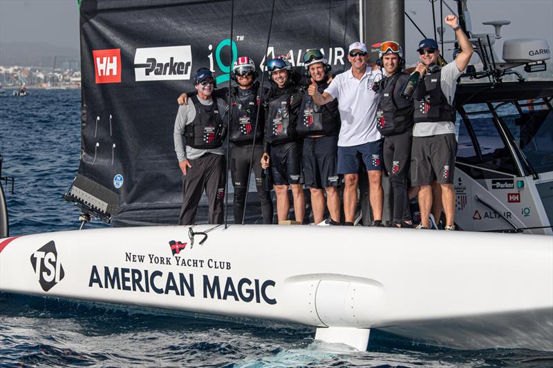 American Magic celebrate - America's Cup Preliminary Regatta - Day 3 -  Vilanova - September 17, 2023 photo copyright America's Cup Media taken at Club Náutic Vilanova and featuring the AC40 class