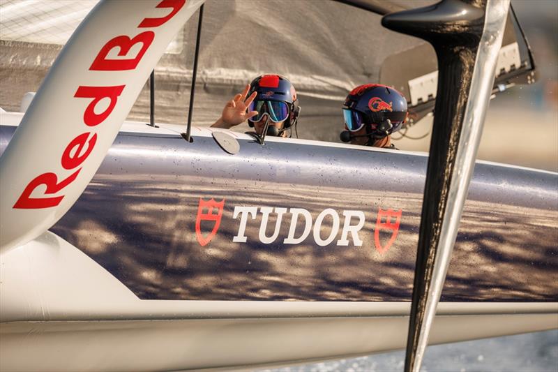 Alinghi Red Bull Racing of Switzerland with Arnaud Psarofaghis, Maxime Bachelin behind the helm and Bryan Mettraux, Yves Detrey as flight controllers compete during the AC37 Preliminary Regatta in Jeddah, Saudi Arabia on November 29 - photo © Samo Vidic / Alinghi Red Bull Racing
