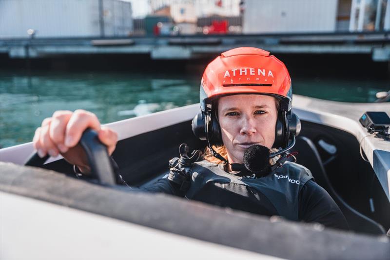 Hannah Mills OBE, skipper for the Women's Team photo copyright Athena Pathway taken at  and featuring the AC40 class