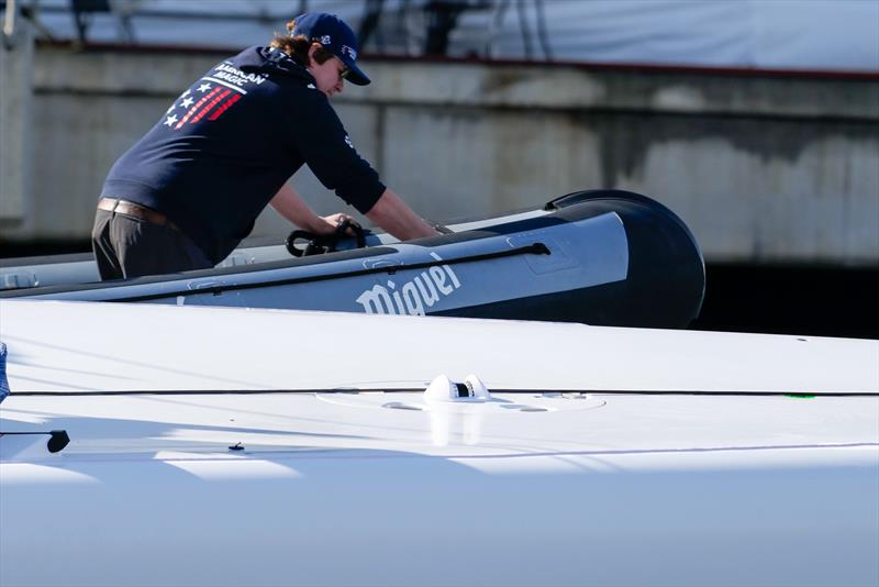 LiDAR unit set up to view jib - American Magic - AC40 - Day 95 - February 21, 2024 - Barcelona - photo © Ugo Fonolla / America's Cup