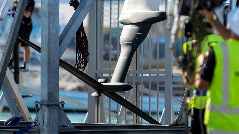 Port foil arm has an interesting approach to mass distribution - Emirates Team New Zealand - AC40 - Day 68 - March 1, 2024 - Waitemata Harbour/Hauraki Gulf - photo © Sam Thom/America's Cup