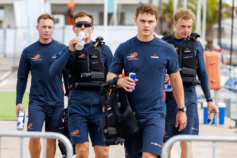 Morgan Lauber, Jann Schupbach,Joshua Richner and Arnaud Grange of the Alinghi Red Bull Racing Youth Team at dock out ahead on UniCredit Youth America's Cup, Race Day 1 - 17th September 2024 - photo © Alinghi Red Bull Racing / Oriol Castello