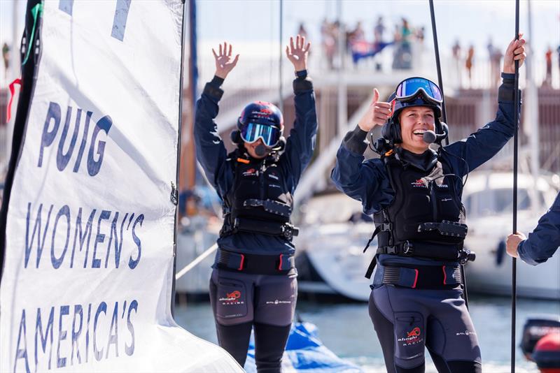 Anja Von Allmen and Nathalie Brugger, Alinghi Red Bull Racing Womens Team, during dock out ahead of racing in the PUIG Womens Americas Cup. Group stage, Day 1 in Barcelona, Spain. 5, October, photo copyright Alinghi Red Bull Racing / Samo Vidic taken at  and featuring the AC40 class