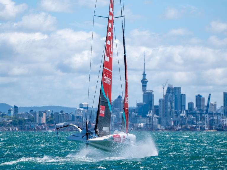Emirates Team New Zealand sail their AC40 in Auckland - photo © James Somerset/ Emirates Team New Zealand