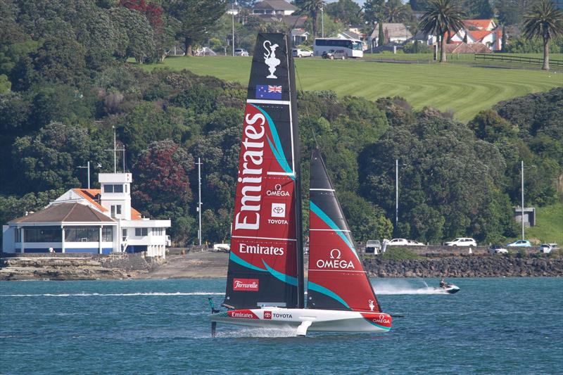 Emirates Team NZ - AC40 returns - two boat training - Auckland - November 20, 2025 photo copyright Richard Gladwell - Sail-World.com/nz taken at Royal New Zealand Yacht Squadron and featuring the AC40 class