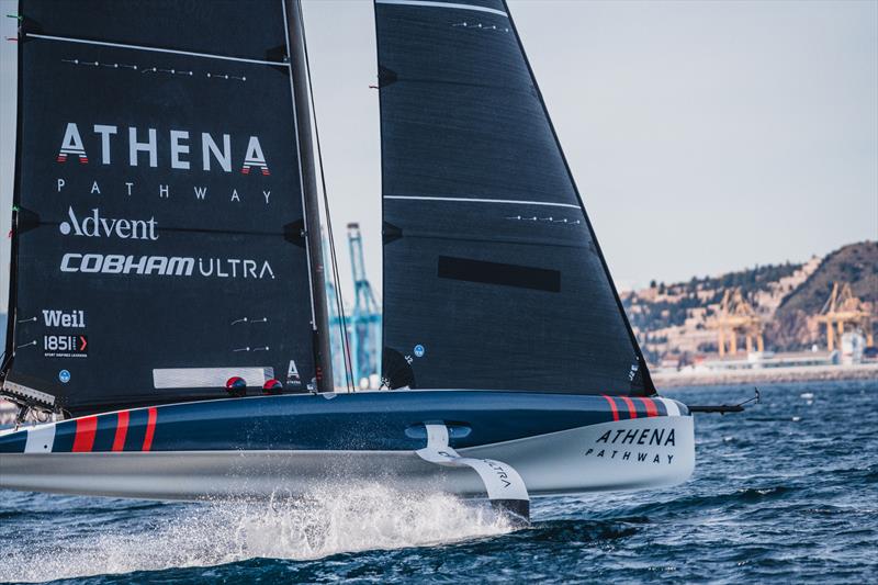 The Athena Pathway squad has been training on its AC40 in Barcelona photo copyright Cameron Gregory / Athena Sports Group taken at  and featuring the AC40 class