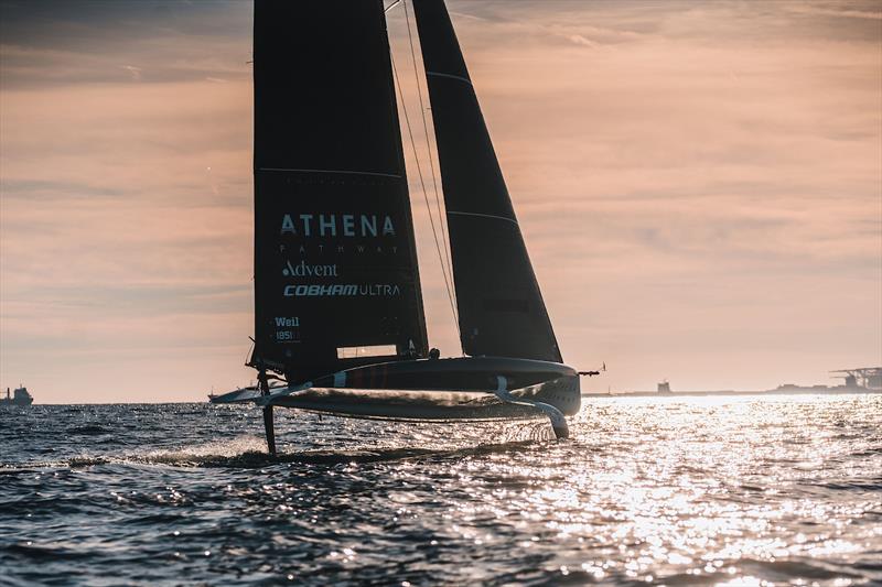 The Athena Pathway squad has been training on its AC40 in Barcelona - photo © Cameron Gregory / Athena Sports Group