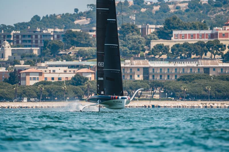 Athena Pathway's AC40 sailing in Cagliari, Sardinia photo copyright Cameron Gregory taken at  and featuring the AC40 class