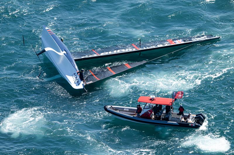 Athena Pathway capsize - Preliminary Regatta Sardinia - Louis Vuitton 38th America's Cup -  - photo © Ricardo Pinto