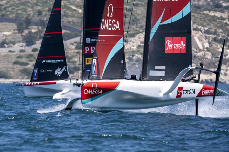 Luna Rossa and Emirates Team NZ - Louis Vuitton 38th America's Cup - Preliminary Regatta Sardinia Race Day 2  - May 23, 2026 - photo © Ivo Rovira / America's Cup