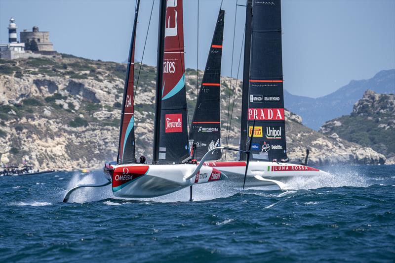 Luna Rossa and Emirates Team NZ - Louis Vuitton 38th America's Cup - Preliminary Regatta Sardinia Race Day 2  - May 23, 2026 - photo © Ivo Rovira / America's Cup