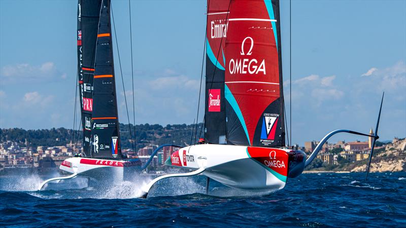 Emirates Team NZ leads Luna Rossa - Louis Vuitton 38th America's Cup Preliminary Regatta - Day 3 - May 24, 2026 - photo © Ian Roman
