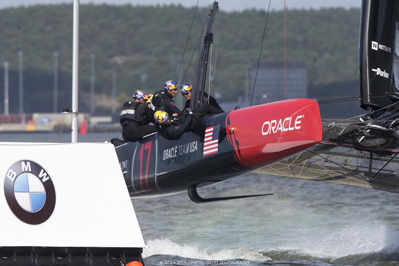 ORACLE TEAM USA on day 1 at Louis Vuitton America's Cup World Series Gothenburg photo copyright ACEA 2015 / Gilles Martin-Raget taken at  and featuring the AC45 class