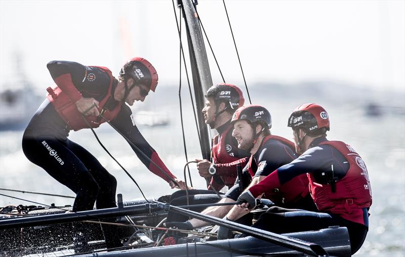 Giles Scott in action on Land Rover BAR during day 1 at Louis Vuitton America's Cup World Series Gothenburg - photo © Lloyd images